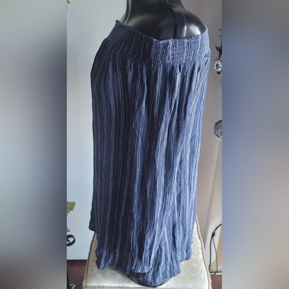 Cape Juby Blue and White Striped Off Shoulder Top S - Picture 5 of 7